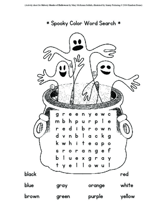 Spooky Color Wordsearch - Easy